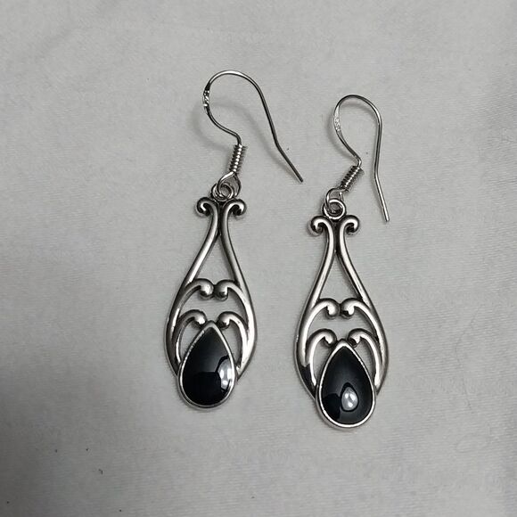 Silver Drop Earrings - Picture 3 of 3